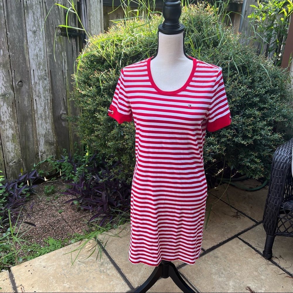 Tommy Hilfiger T Shirt Dress Size S Red/White Stripes Preowned